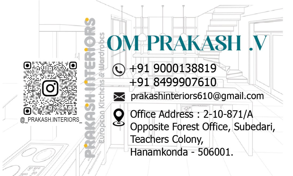 Om Prakash .V - Prakash Interiors Official Contact & Architectural Studio Card